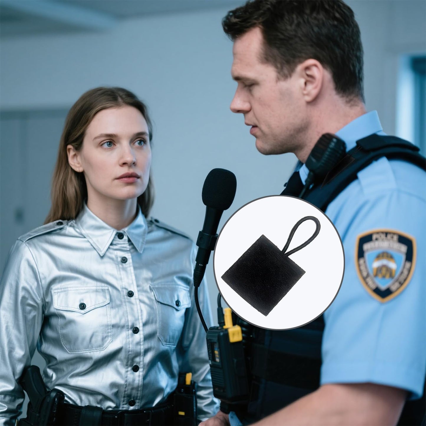 4-Pack Clip Holder for Law Enforcement (2 Long + 2 Short) - Secure Radio Microphone Keeper Hanger for Uniform Epaulet, Shirt Button