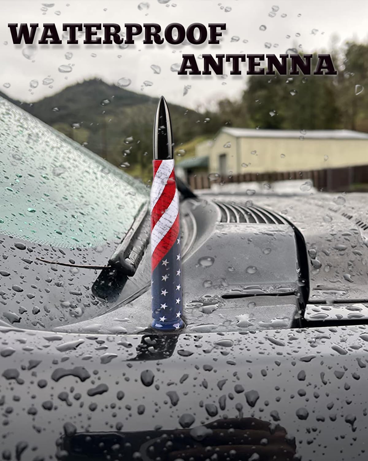 American Flag Antenna, Car Truck 5.5’’ Antenna Wash-Proof Radio Antenna Aluminum Short Antenna Truck Exterior Decoration Accessories AM/FM Radio