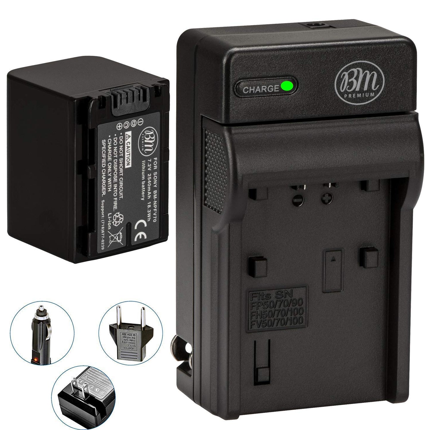 BM NP-FV70 Battery and Charger for Sony FDR-AX700, HDR-CX210, CX220, CX230, CX260V, CX290, CX330, CX380, CX430V, CX580V, CX760V, CX900, PJ340, PJ540