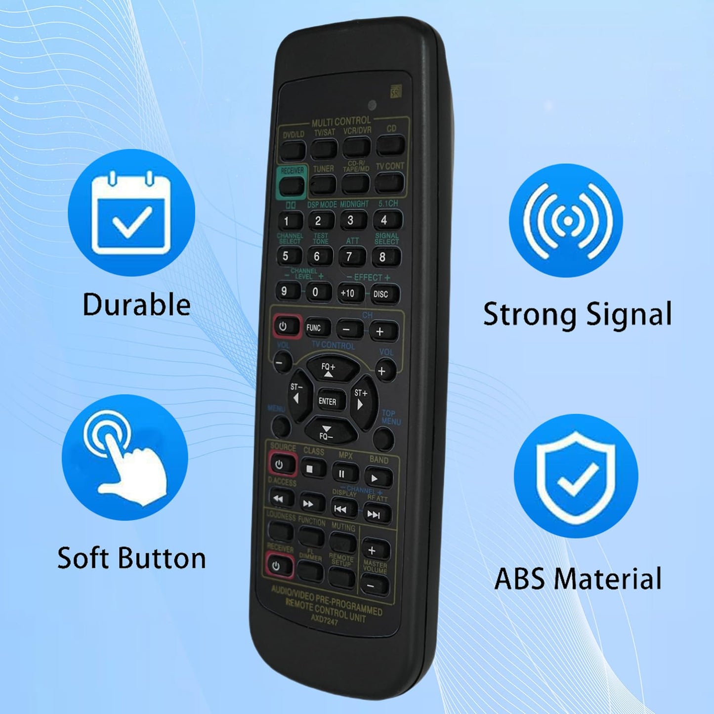 Remote Control AXD7247 Replaced for Pioneer AV Receiver VSX-D309 VSX-D409 VSX-D411 VSX-D411S VSX-D412 VSX-D412S VSX-D510 VSX-D510-G VSX-D510S VSX-D511