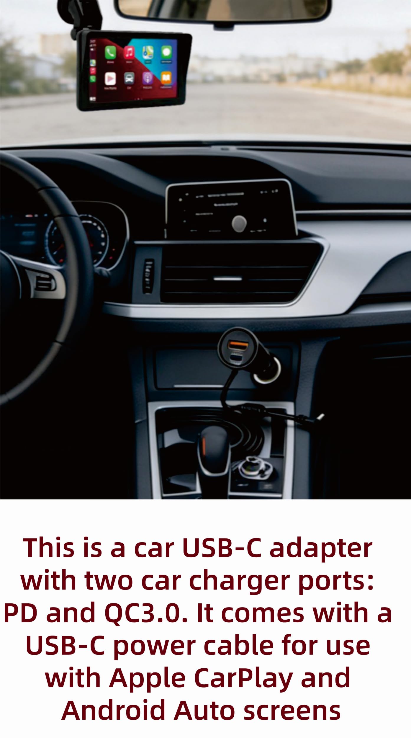 12V Power Cord Adapter Compatible with Apple carplay Android auto Screen, Cord Cable for car car Play Screen(9.8FT)
