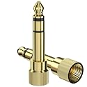 6.35mm to 3.5mm Audio Adapter, Gold Plated Screw-On Stereo Adapter for Compatible Devices (2Pcs) - Check Compatibility Before Use