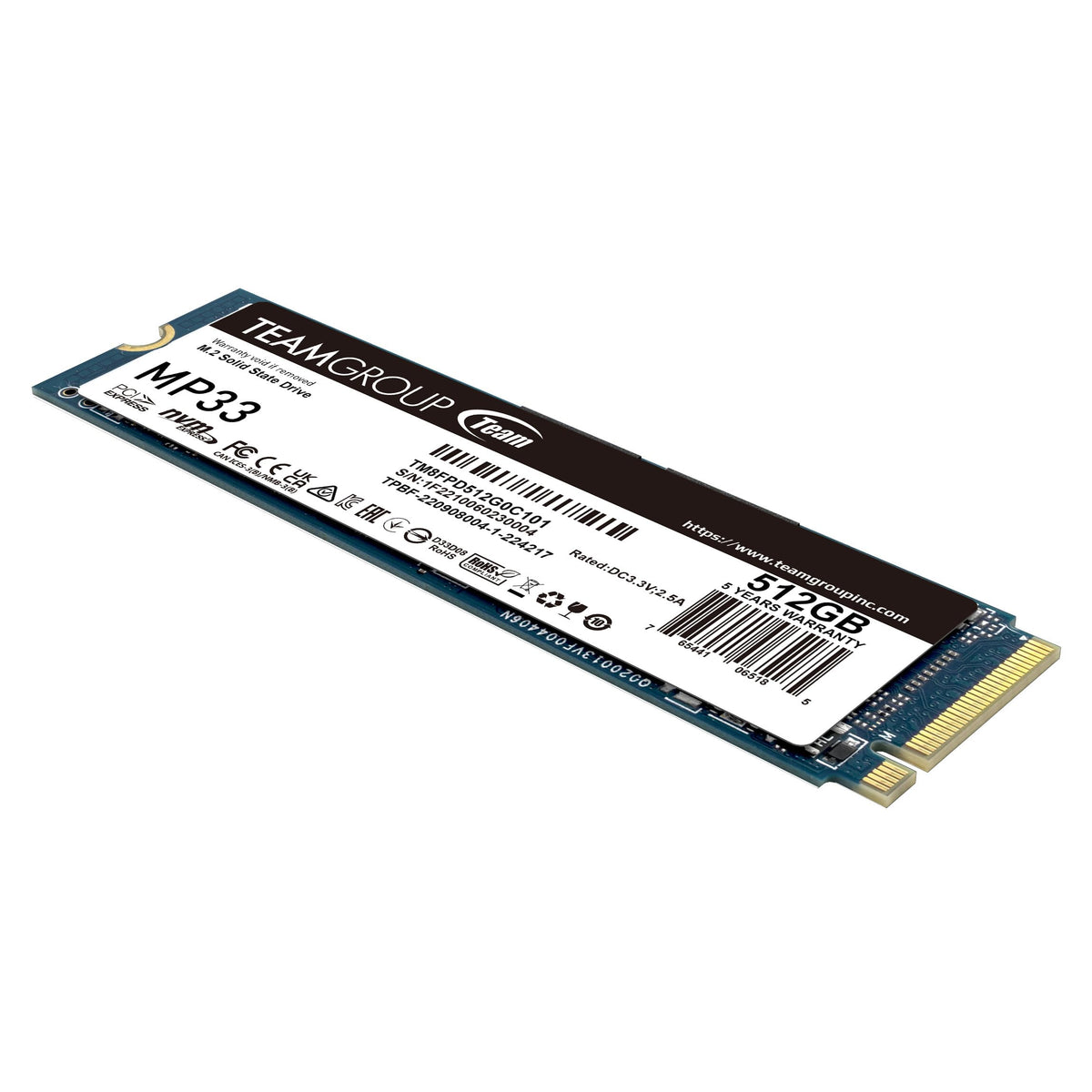 TEAMGROUP MP33 PRO 512GB SLC Cache 3D NAND TLC NVMe 1.3 PCIe Gen3x4 M.2 2280 Internal SSD (Read Speed up to 3500MB/s) 256TBW Compatible with Laptop