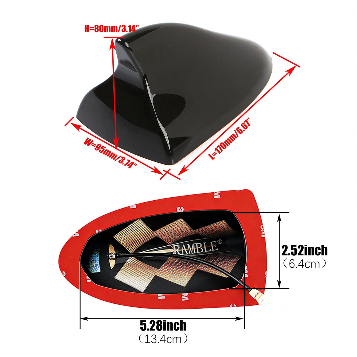 Car roof Antenna Replacement Shark fin Cover Accessories for Toyota Prius(2010-2015), Matrix(2009-2013). (Advanced Style, Black)