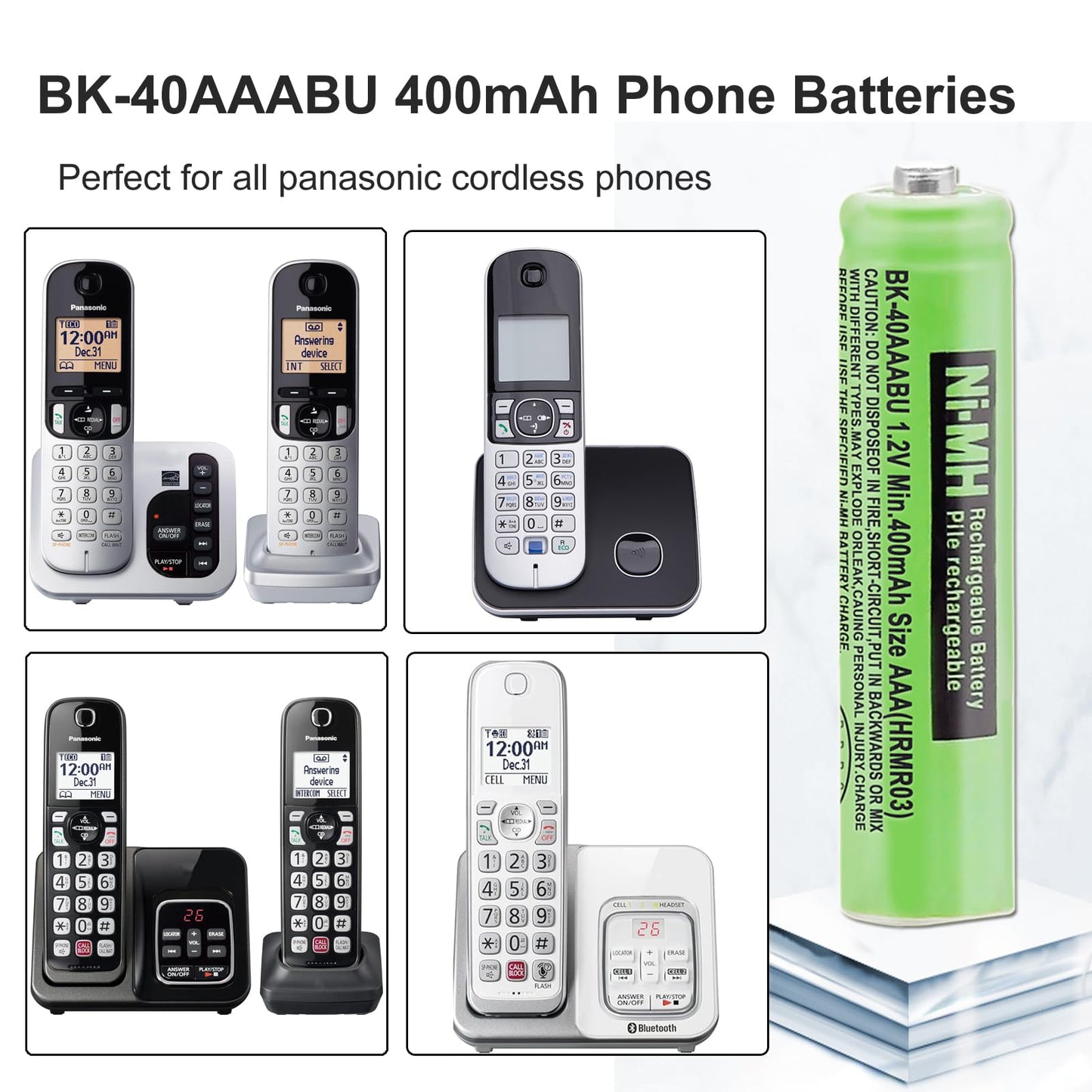 OSIM 6Pack BK-40AAABU Ni-MH AAA Rechargeable Batteries 1.2V AAA Ni-MH Rechargeable Batteries 400mah for Panasonic Cordless Phones, Remote Controls