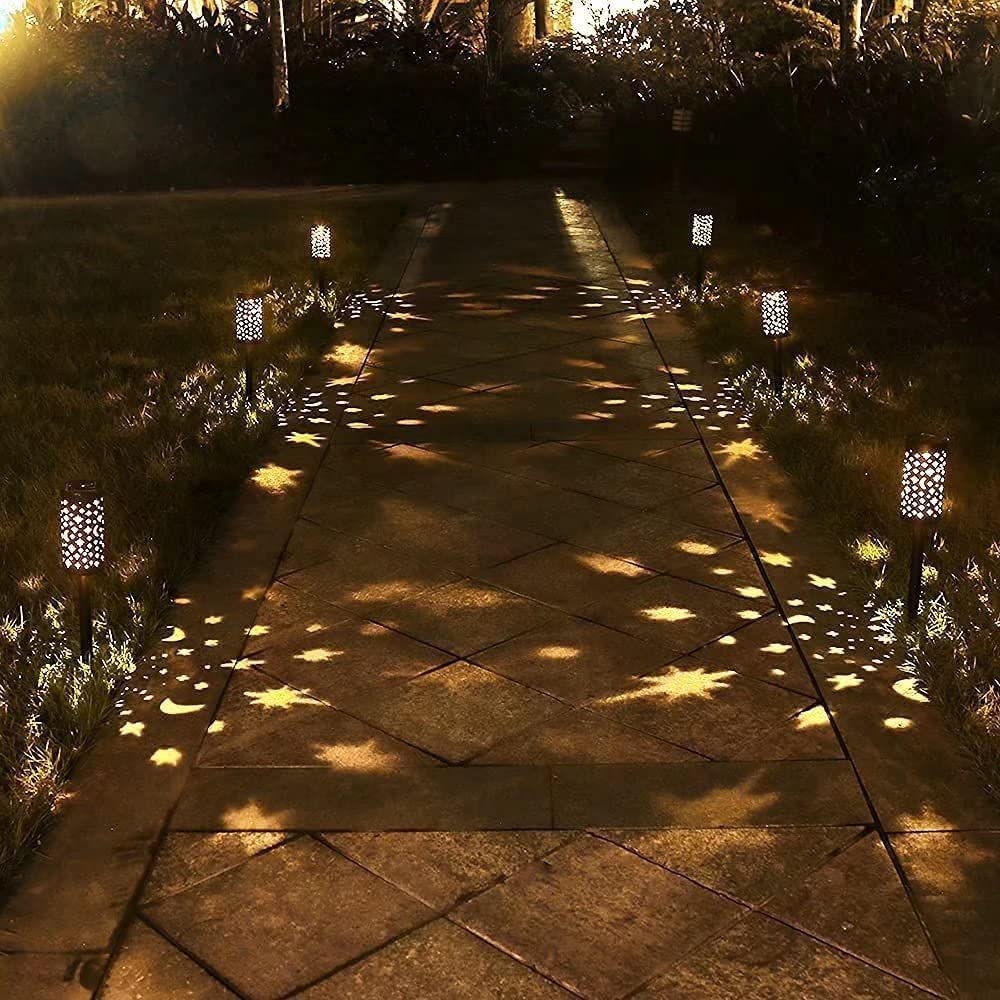 6 Pack Solar Light Outdoor Garden Patio Pathway Landscape Lights Yard Driveway Lawn Walkway Decoration Star Moon Solar Lantern Waterproof Outside Path