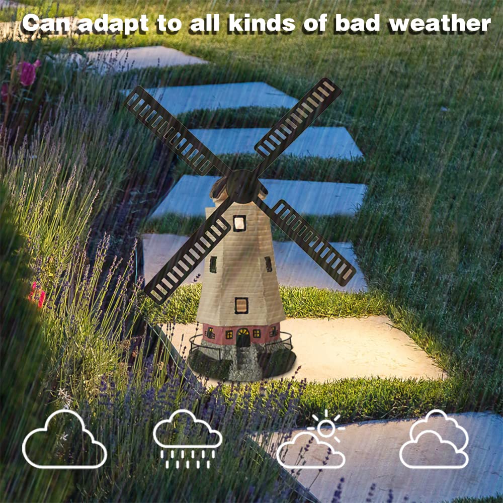 pearlstar Solar Garden Outdoor Windmill Lighthouse - 20" Solar Powered LED Lighthouse Garden Statue Waterproof Decorative Light for Women Mom