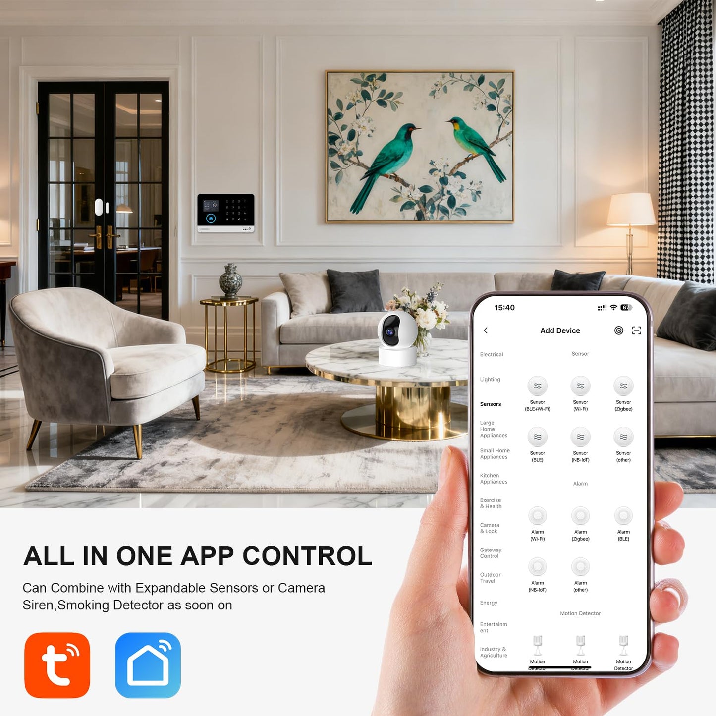 PGST Wireless Alarm System,WIFI/4G Home Security Systems with DIY Expandable Door and Motion Sensor,Tuya APP Instant Alerts,Work with Alexa/Google