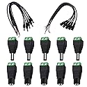 WTGID 5 Pairs of 12V Male and Female 2.1x5.5mm, DC Power Socket Adapter, Cylindrical Connector, Including 10 DC Power Cords, Suitable for CCTV