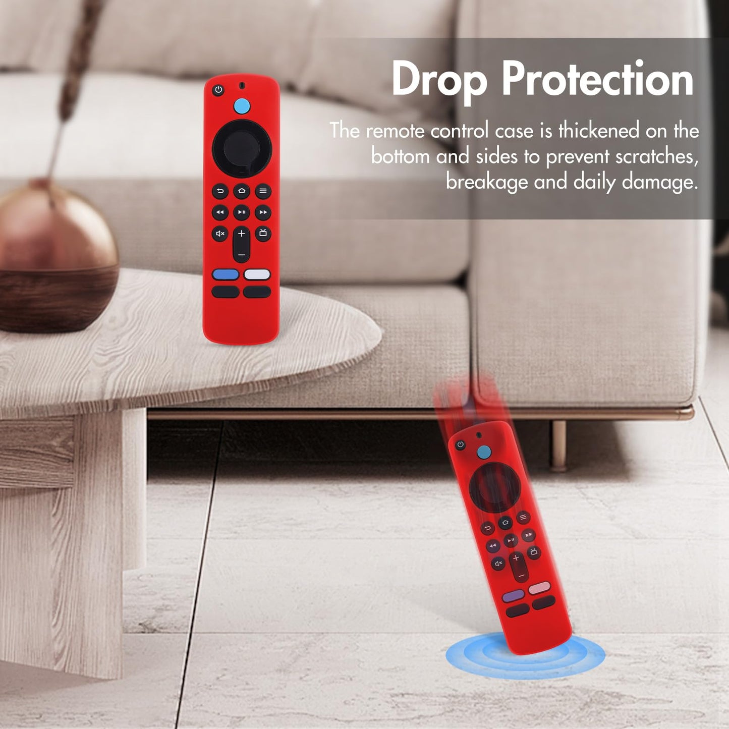 LEFXMOPHY Case Cover for TV Stick HD / 4K 2nd (2024 Model) Wi-Fi 6 Voice Remote Control Case Red Silicone Skin with Lanyard