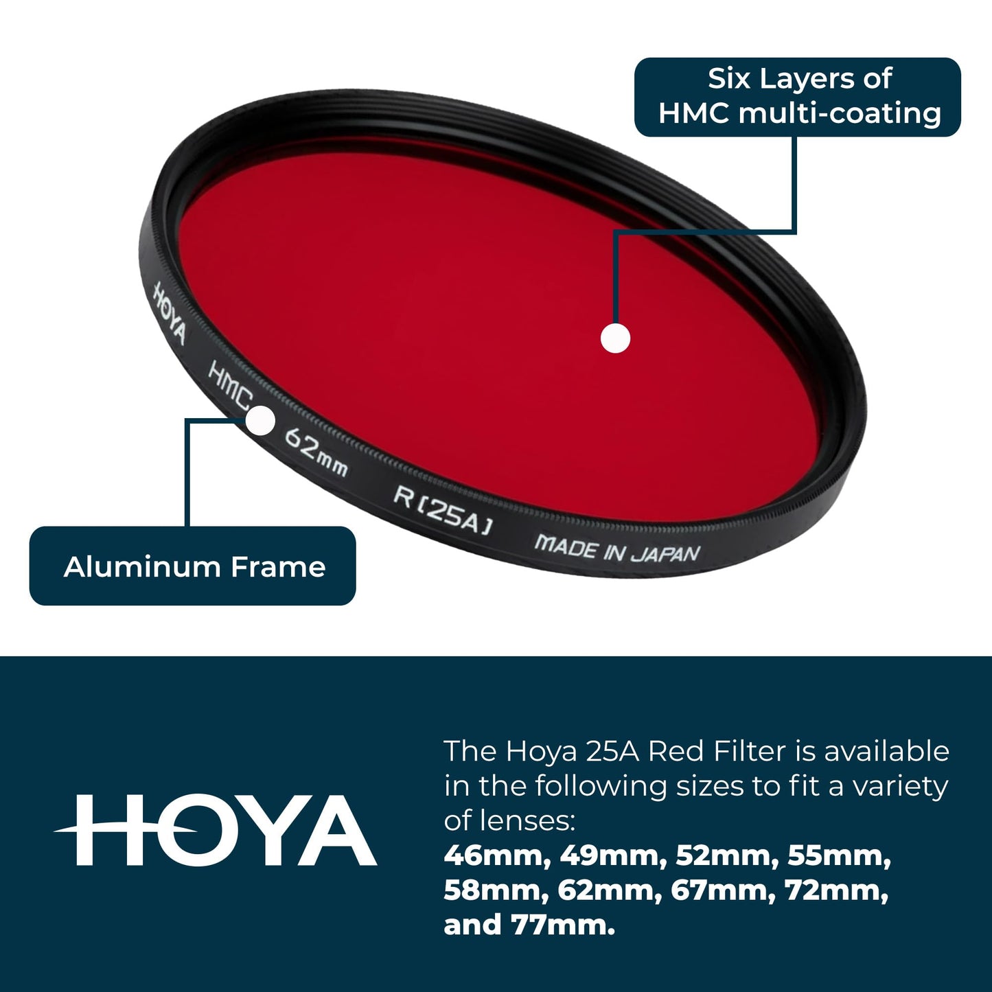 Hoya 62mm HMC Screw-in Filter - Red