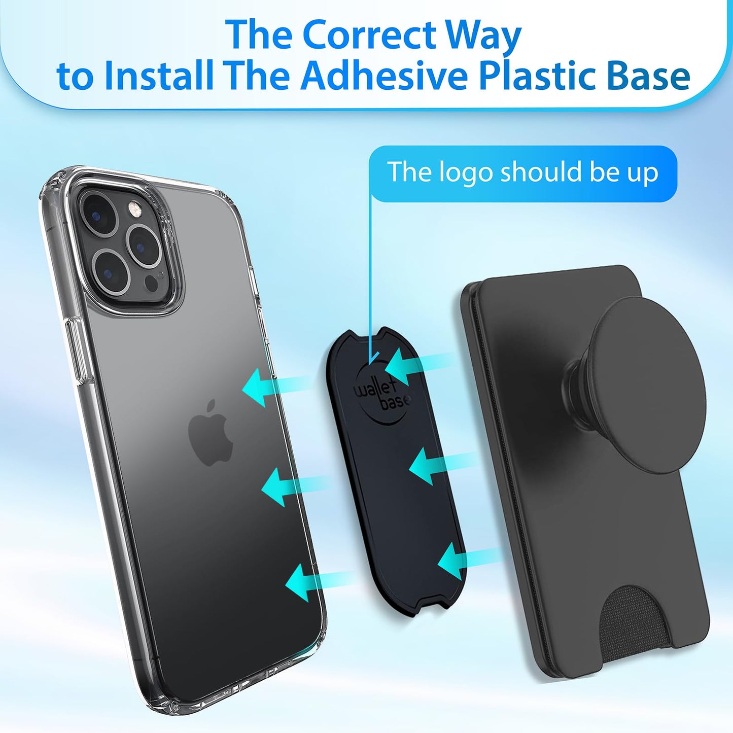 Adhesive Base for Popswallet, Detachable Sticky Back Replacement Compatible with Socket Wallet Plus, 2pcs Swappable Black Attachment Piece Plastic