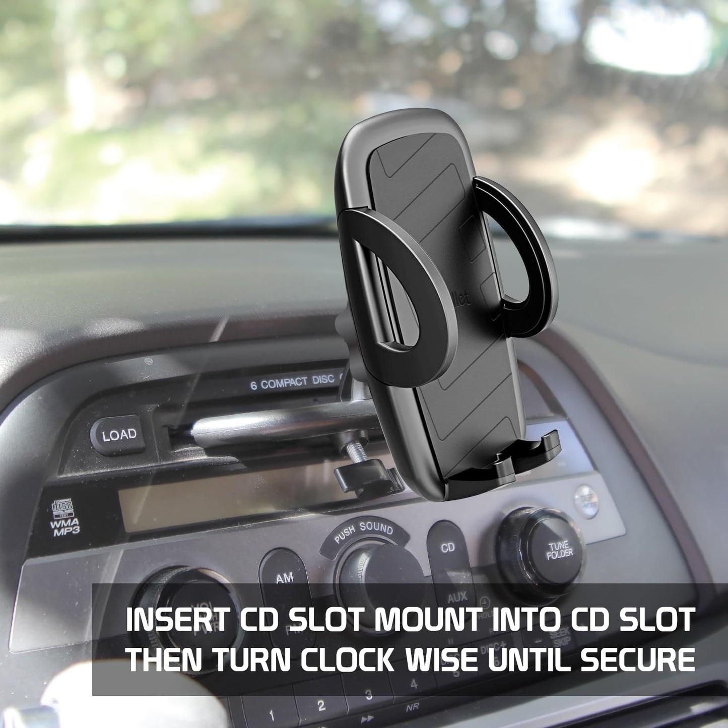 Cellet Universal CD Slot Phone Mount - 360° Rotating Car Phone Holder with Secure CD Slot Base & One-Touch Release, Compatible with Apple iPhones