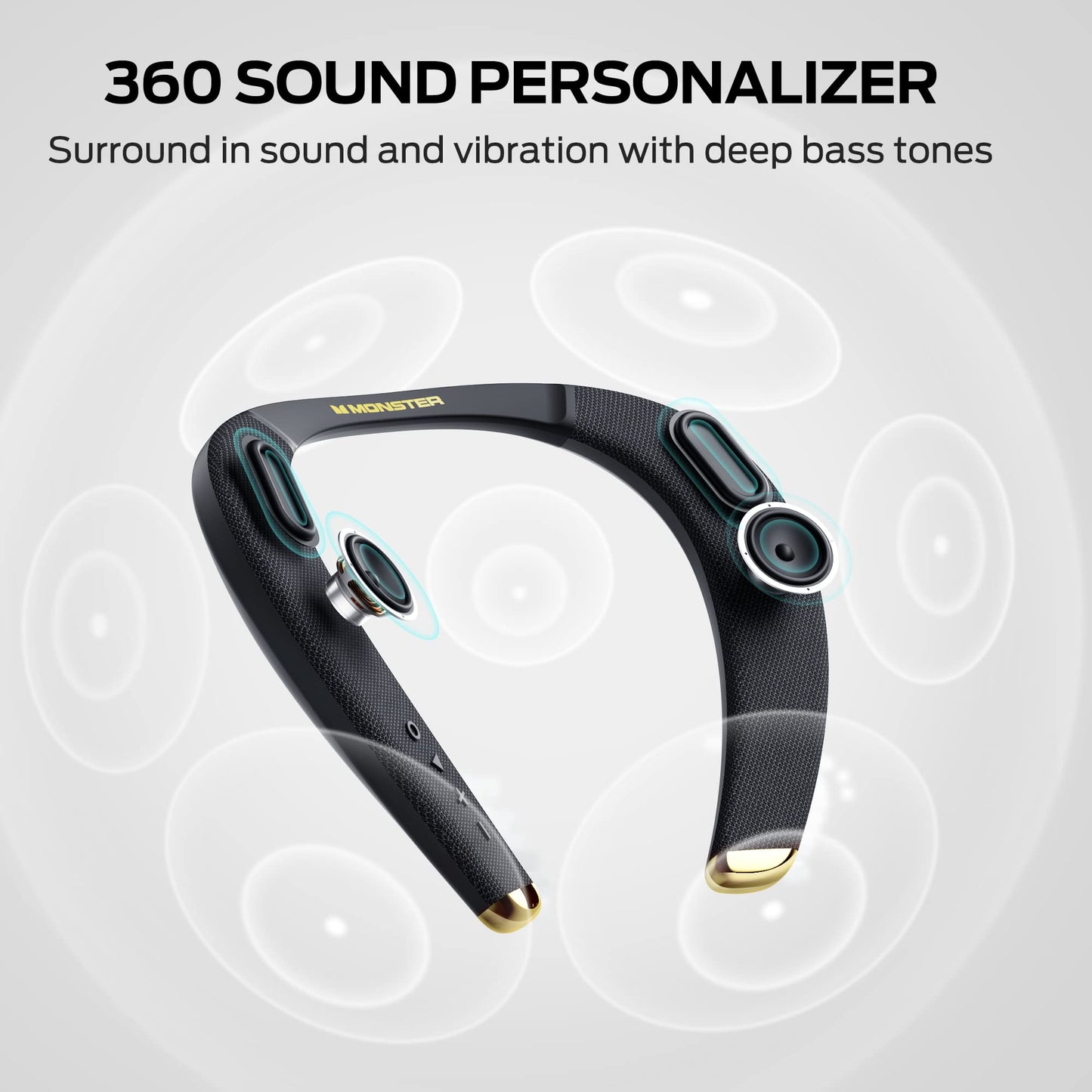 Monster Boomerang Petite Neckband Bluetooth Speakers, Neck Speaker with 15H Playtime, aptX High Fidelity 3D Stereo Sound, Low Latency, Built-in Mic