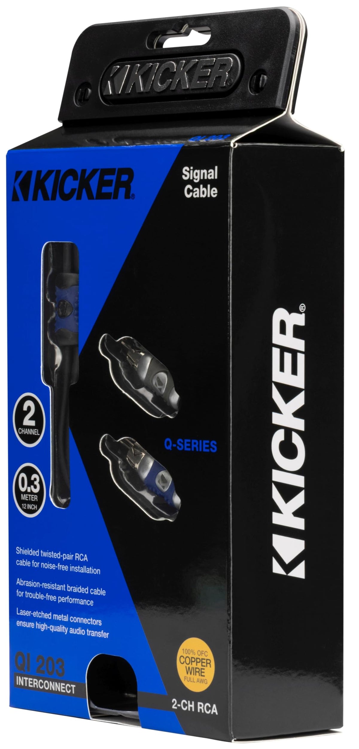 KICKER QI203 Q-Series 2-Channel RCA Interconnect Cable (46QI203), 12 Inches, 0.3M