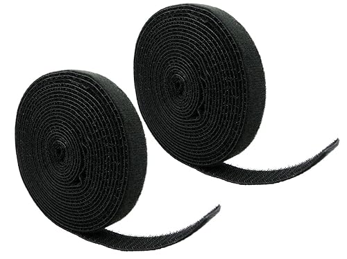 QualGear VR1-B-1-P-2PK Reusable Self Gripping Cable Tie Roll, Black - 2 Pack