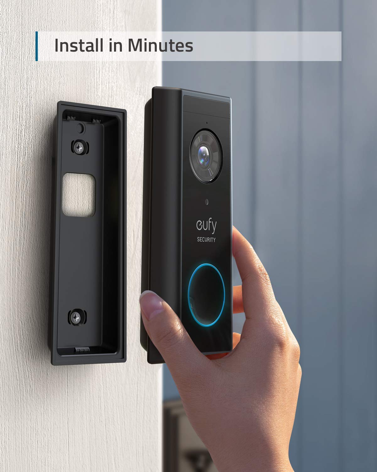 Eufy Security, Wireless Video Doorbell (Battery-Powered) with 2K HD, No Monthly Fee, On-Device AI for Human Detection, 2-Way Audio, Simple