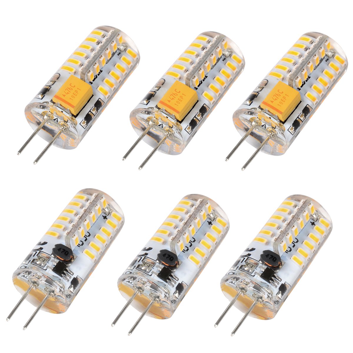 WELITESIM 6pcs G4 LED Bulbs JC Type Bi-Pin Light 3W 12V Warm White 3000K T3 Halogen Bulb Replacement G4 Bulb for Outdoor Lighting Deck Stair Step Path