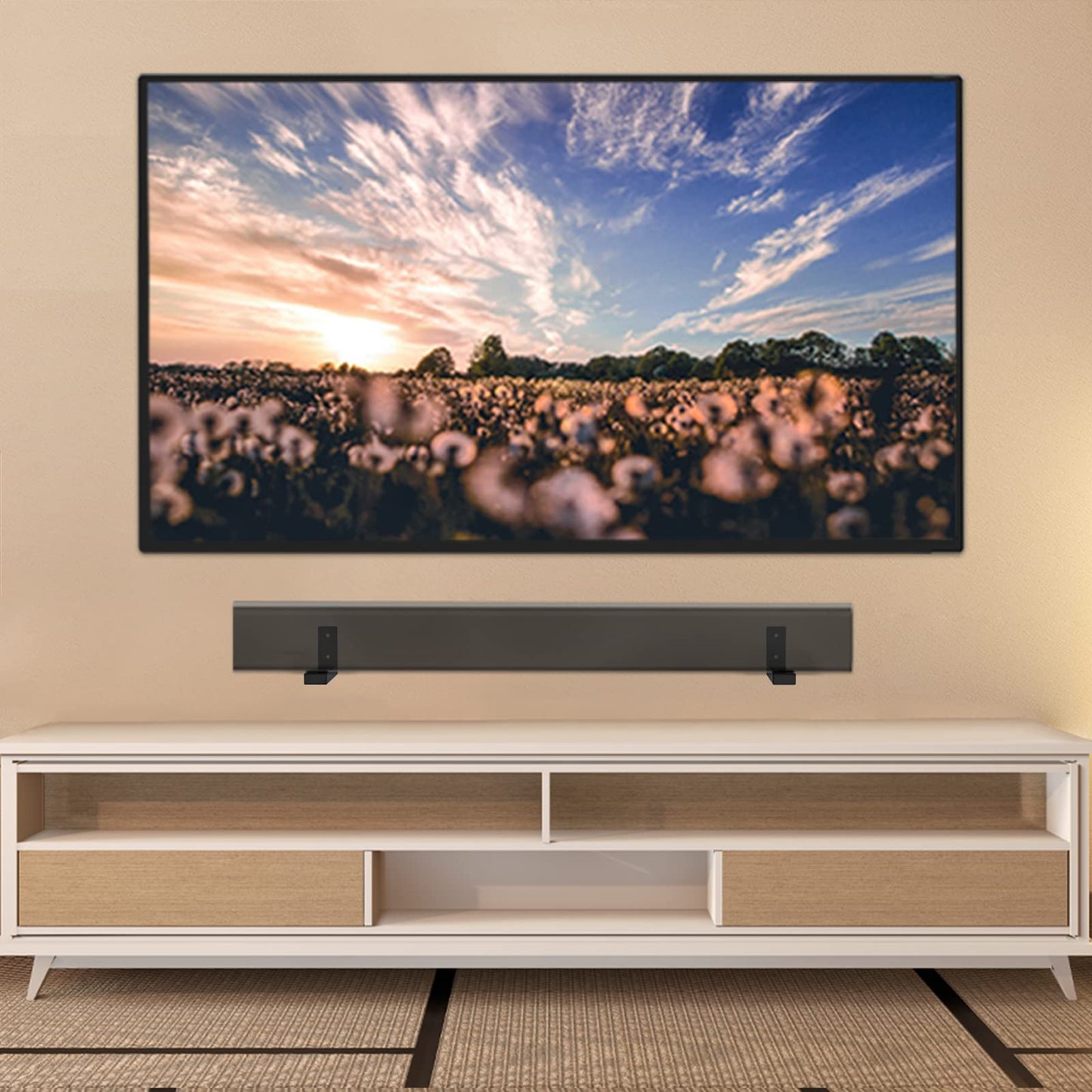 WALI Center Channel Speaker Wall Mount, Universal Soundbar Wall Mount Bracket Hold up to 30 lbs, Arms Extend Adjustment from 7 to 11.5 inch (SLK201)