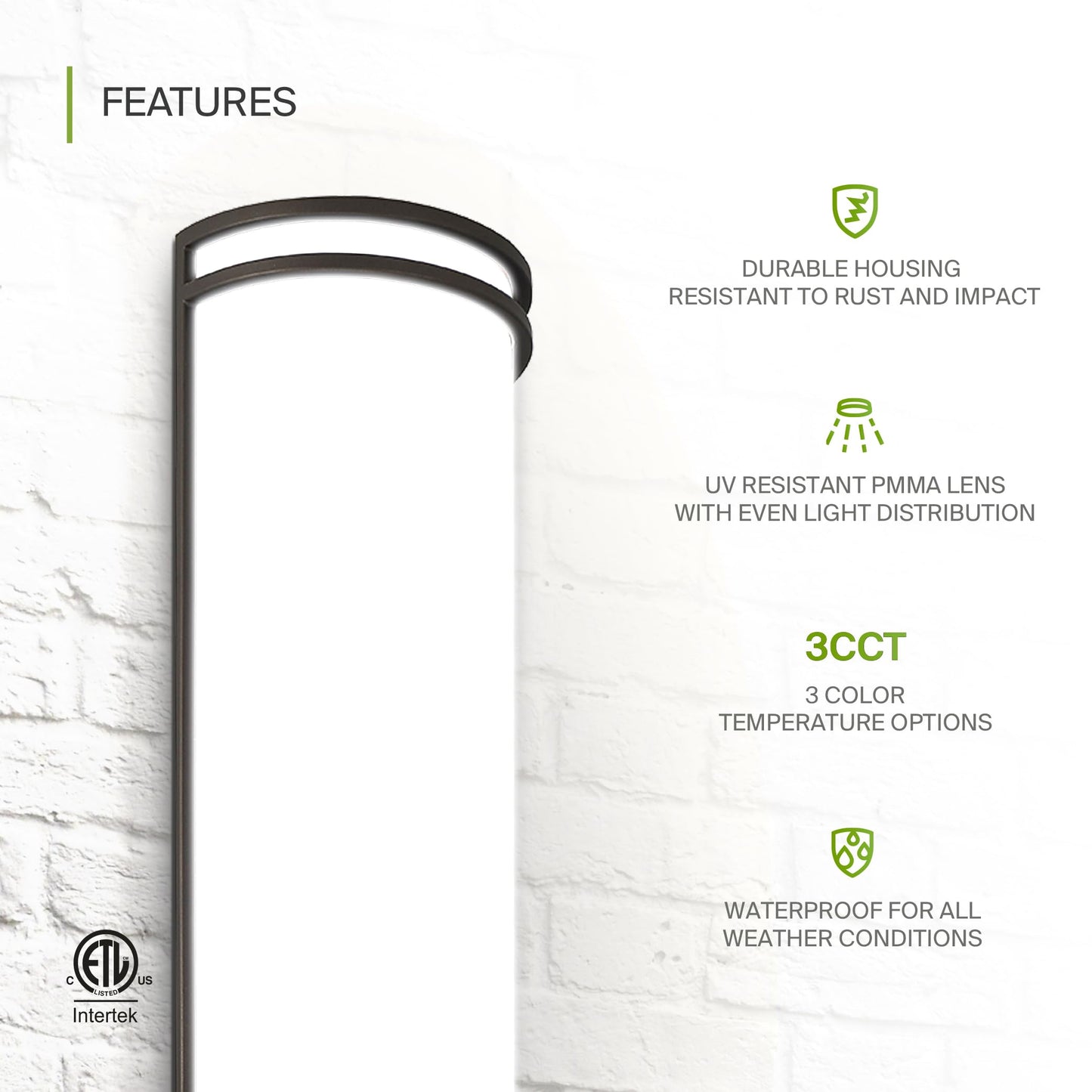 ASD 18 Inch LED Outdoor Sconce Lights - 20W 120-277V 3000K 4000K 5000K Bronze Exterior Lighting Fixtures, Dimmable Exterior Lights for House, Modern