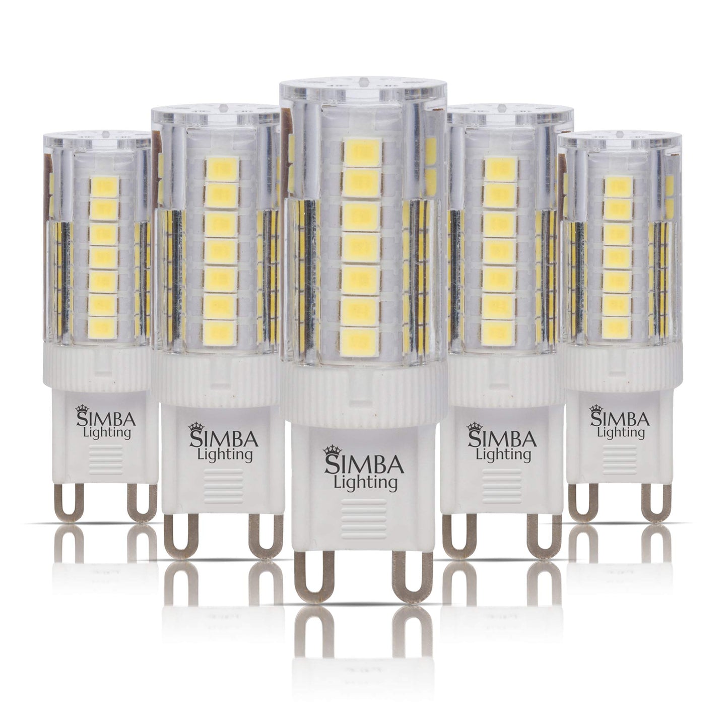 Simba Lighting LED G9 4W 120V T5 Light Bulb, JCD Bi-Pin Base, 6000K, 5 Pack
