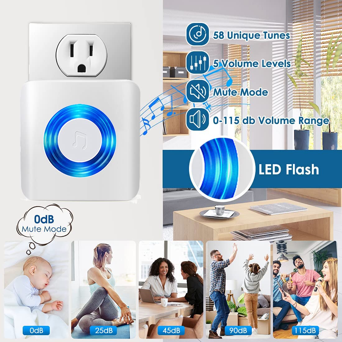 YisTech Caregiver Pager Door Alarms for Dementia Patients/Kids Safety/Home Security,Wireless Door Alarm Sensor for Elderly/Business/Home/Store (Three