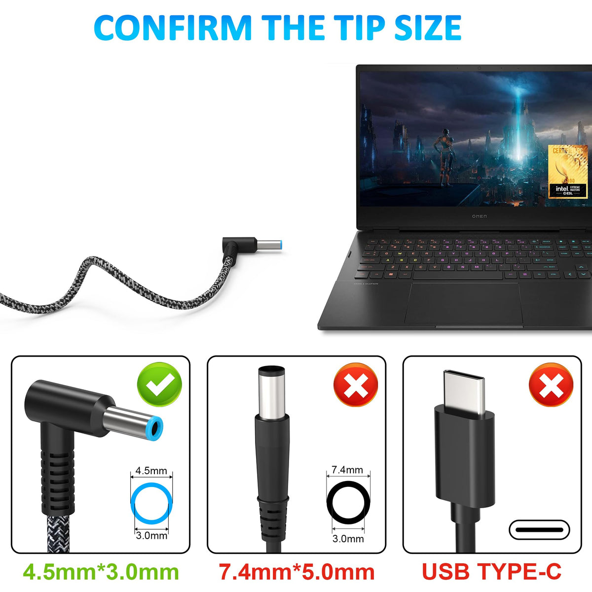 AYKLCZUU 200W Laptop Charger for HP Omen Pavilion Gaming 15 16 17 Victus 15 16 ZBook 15 17 Fury Create Studio Envy 15 2020,TPN-DA10 L00818-850