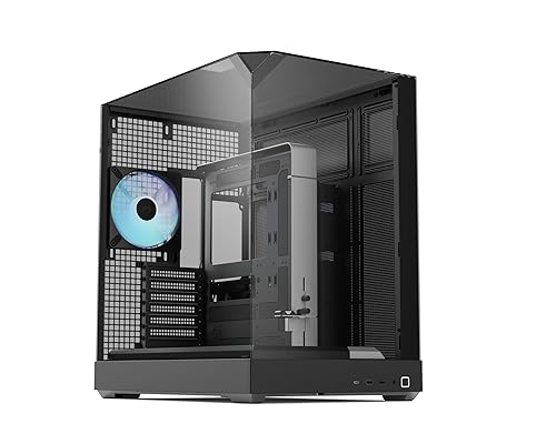 APNX V2 Black ATX Case - X-Pand Flow Dual Airflow, 3-Side Tempered Glass, 360mm AIO & Reverse BTF Motherboard Support, 4×140mm Fans, 160mm Fan Slots
