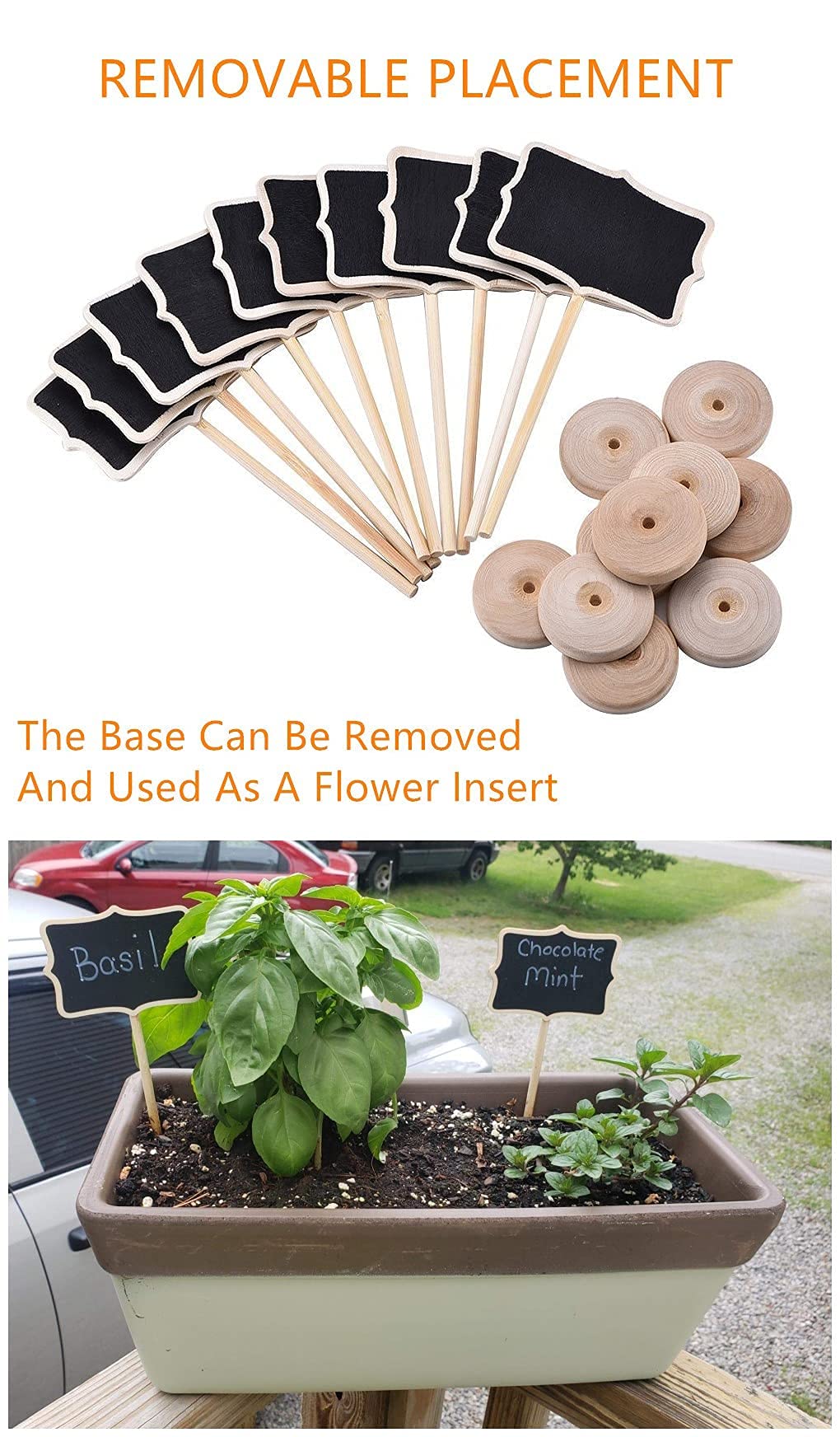 20PCS Wood Mini Chalkboard Sign and Replacement Stickers, Food Labels for Party Buffet,Blackboard for Message Board Signs,Weddings Place Cards