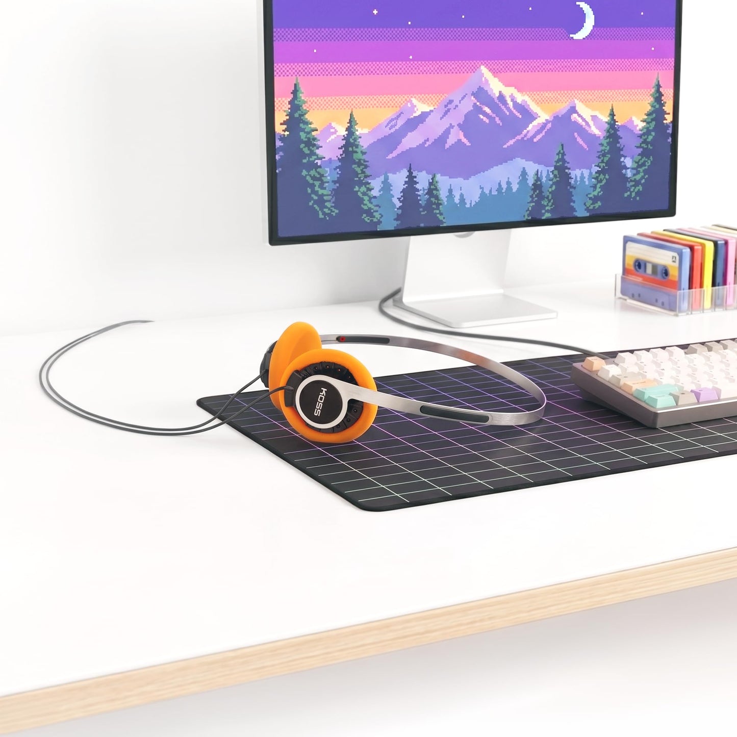 Koss KPH40 Retro On-Ear Headphone, 80s Style, Lightweight, Vintage, Ultra-Wide Frequency Response, Stainless Steel Adjustable Headband, Orange Foam