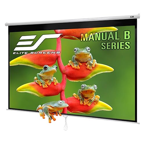 Elite Screens Manual B, 100-INCH 16:10, Manual Pull Down Projector Screen 4K / 8K Ultra HDR 3D Ready Auto-Lock Mechanism, 2-YEAR WARRANTY, M100X