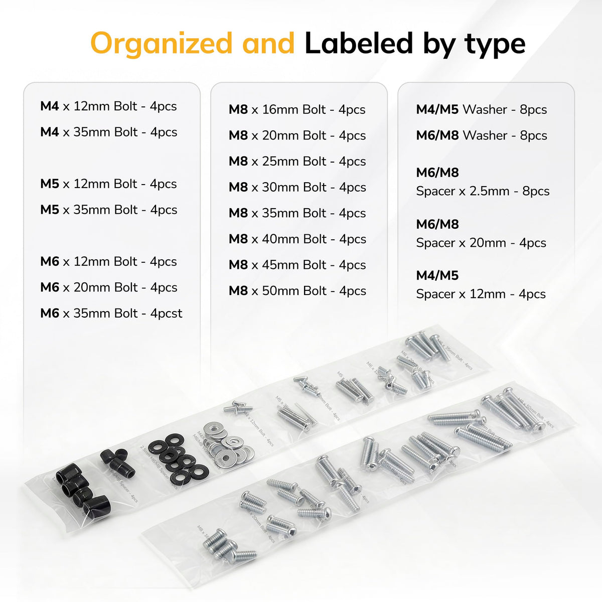 Mount-It! Universal TV Mounting Hardware Kit - VESA Wall Mount Screws, Washers & Spacers (M4, M5, M6, M8) for TVs and Monitors - Fits 19" to 85" Screens, Compatible with Major TV Brands