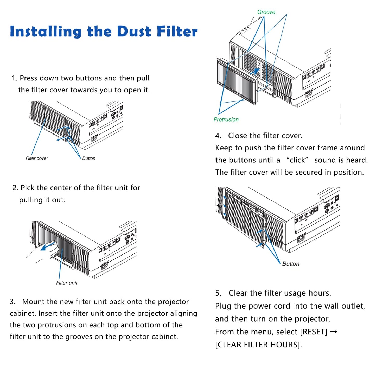 Khotilong Replacement Filter for DUKANE ImagePro 6765WU,6780WU,6785W,6790,NP06FT Projector.