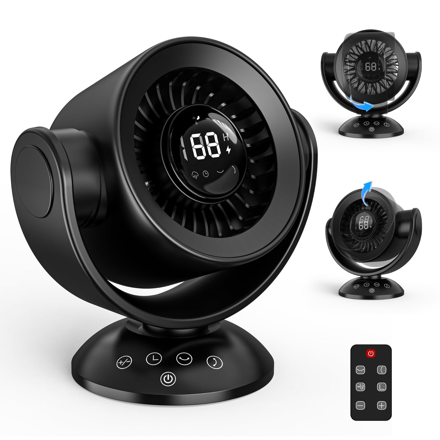 Fan for Bedroom,Desk Fans,Air Circulator Fan with Remote, 90°Vertical +120°Auto Oscillating,100 Speeds, 10H Timer, 25dB Quiet Fan,Digital Display
