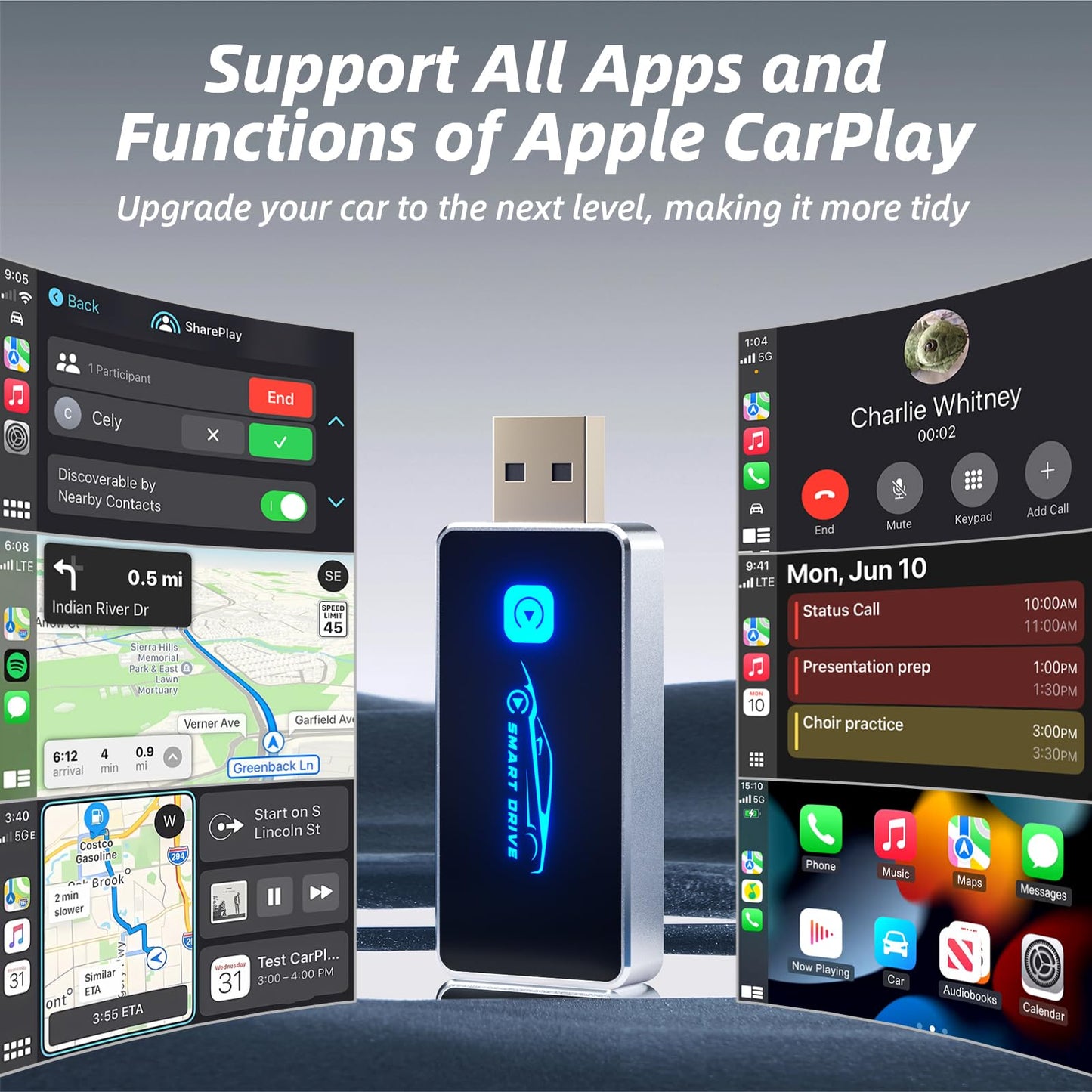 Glory Keep Wireless CarPlay Adapter, Converts Wired to Wireless for iPhone 10+, Supports Over 800 Car Models, Plug & Play CarPlay for Cars from 2017
