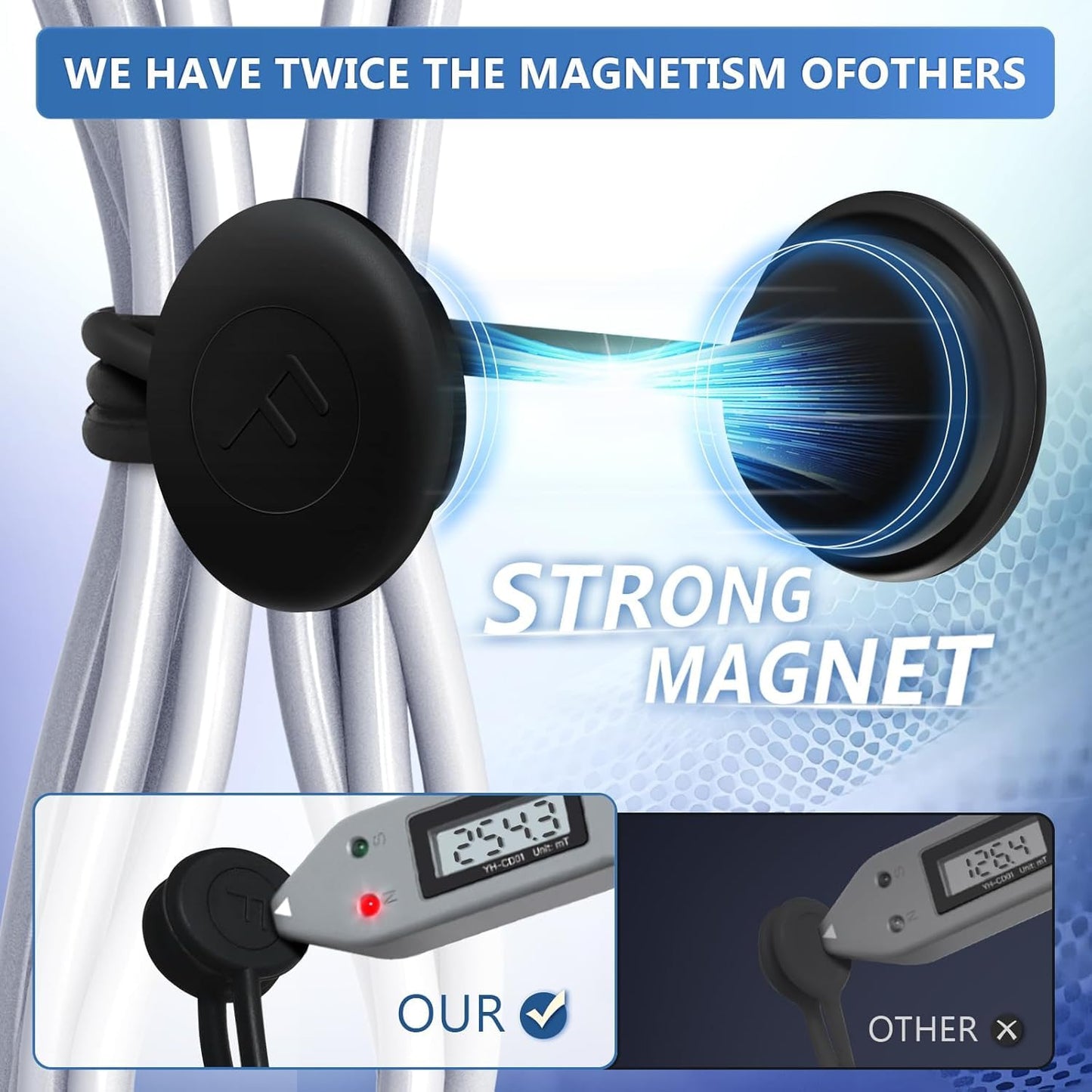 Magnetic Cord Organizer, Silicone Cable Ties Reusable, FGSAEOR Twist Ties Cable Management for Bundling and Organizing Holding Stuff, Fridge Magnets