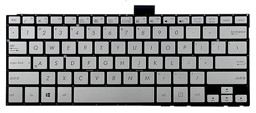 New Laptop Keyboard (Without Frame) Replacement for ASUS Q302 Q302L Q302LA Q302LA-BBI5T16 13.3" PK1316W110S 0KNB0-362DUS00 NSK-UQC01, US Layout Silver
