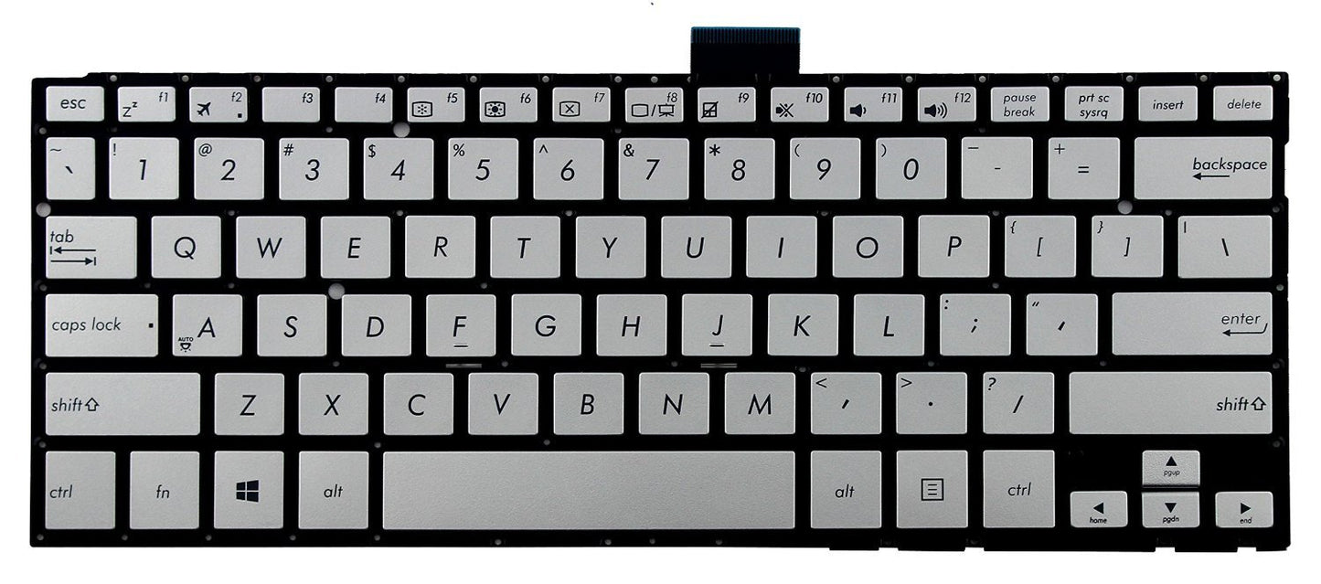 New Laptop Keyboard (Without Frame) Replacement for ASUS Q302 Q302L Q302LA Q302LA-BBI5T16 13.3" PK1316W110S 0KNB0-362DUS00 NSK-UQC01, US Layout Silver