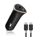 Cable Matters 15W / 3A USB-C Car Charger with a 3 ft USBC to USBC Cable (USB Type C Car Charger) in Black, Compatible with iPhone 16/15 Pro Max Plus