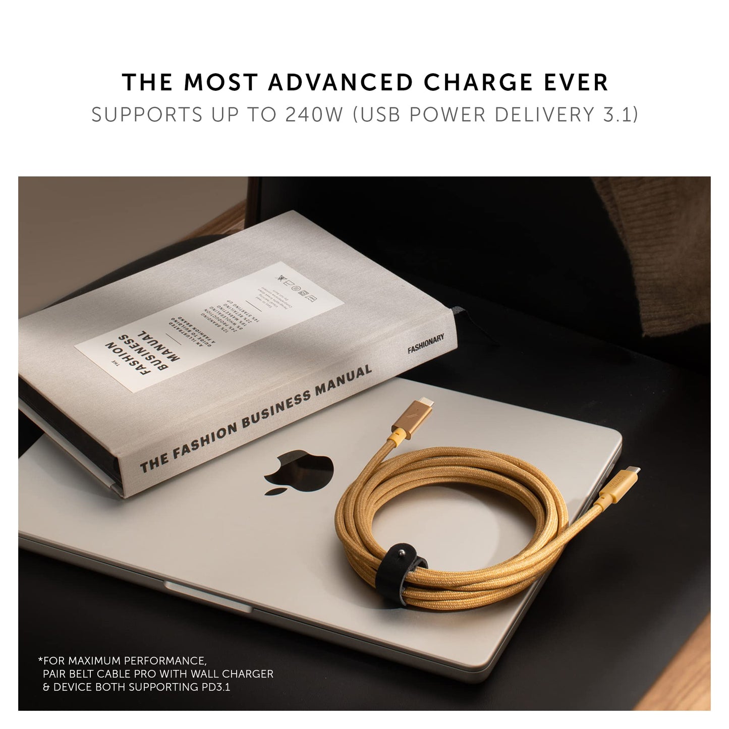 Native Union Type-C Belt Cable Pro - 240W USB-C to USB-C 8ft Ultra-Strong Charging Cable with Leather Strap Compatible with iPhone Air, 17 Pro Max