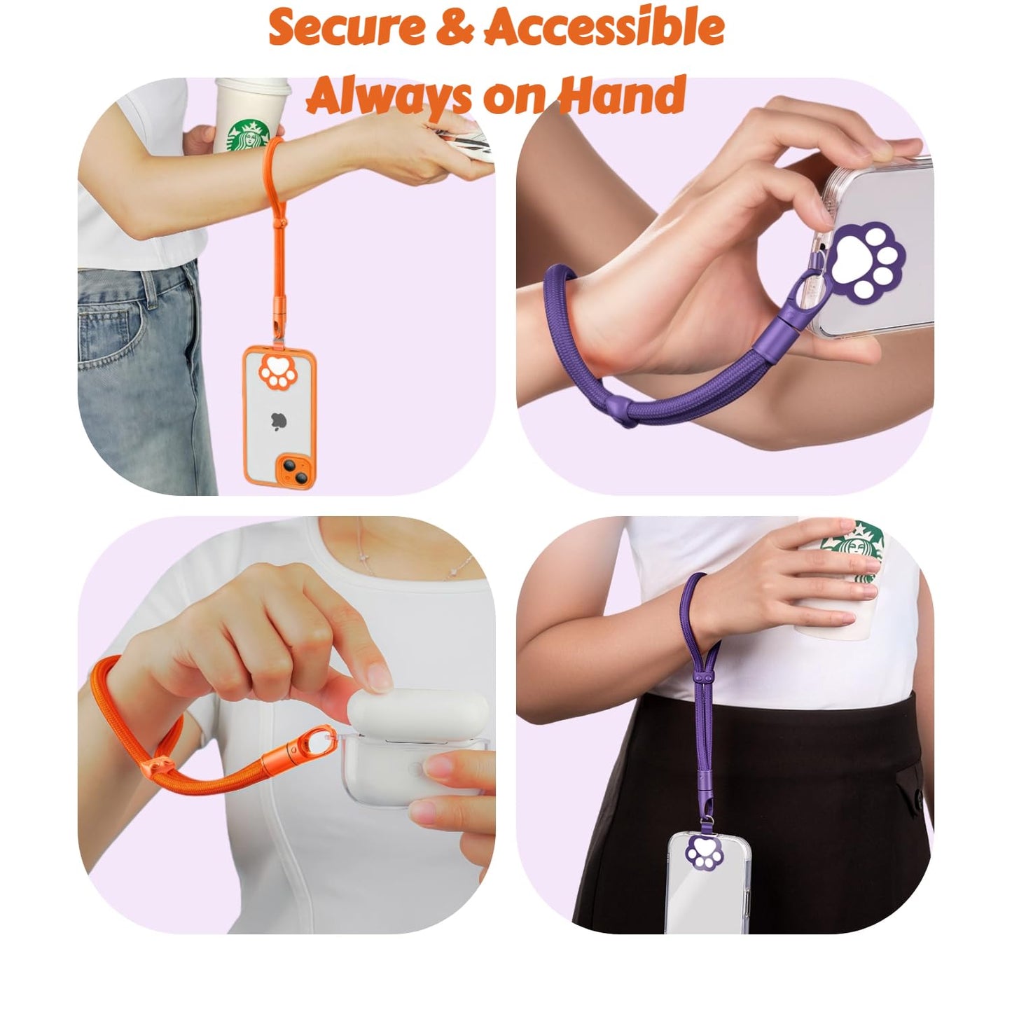NUANJUYU 360° Rotatable Phone Lanyard, Tangle-Free Design with Cat Lock, Adjustable Anti-Lost Soft Wrist Strap for Men Women iPhone?White?