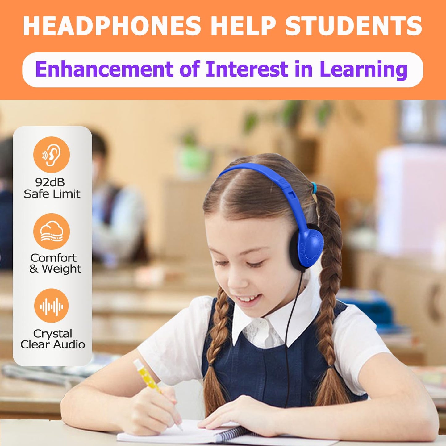 Ladont 30 Pack Kids Headphones Bulk for School Classroom, Wired Headphone for Kids Students Child Toddler Teens Boy Girl, Wholesale Multi Color 3.5mm