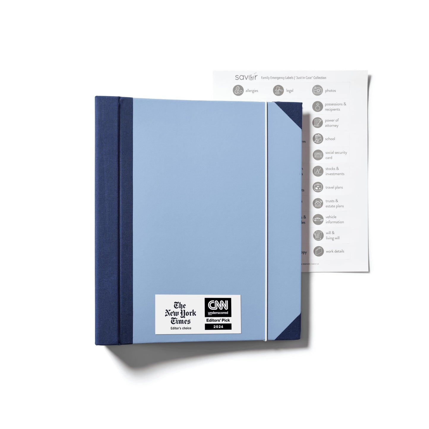 The Folio® Important Document Organizer by Savor | Binder with Guided Labels, Acid-Free File Folder Organizer with 10 Pockets, Document Holder