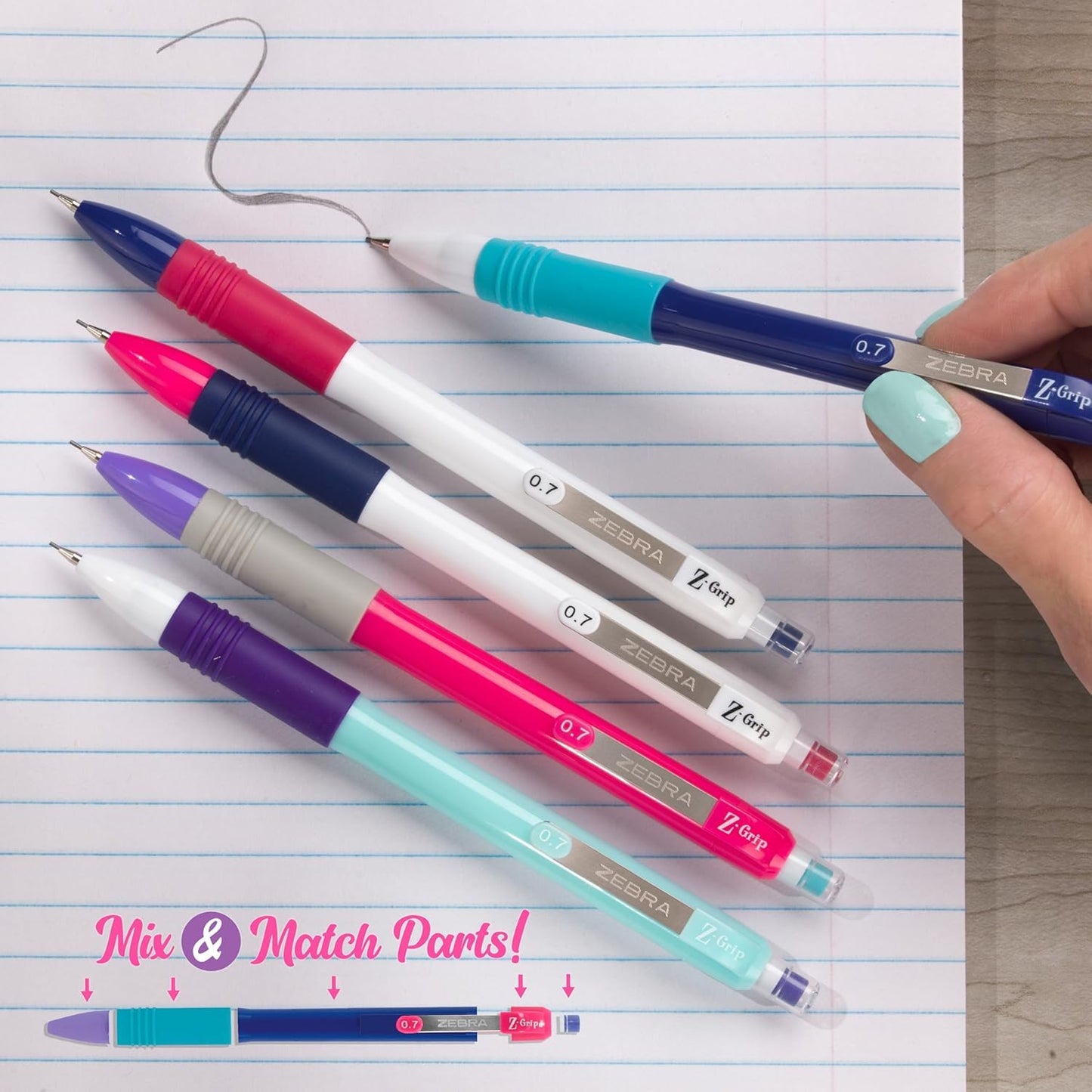 Zebra Pen Z-Grip Mechanical Pencil Eraser Refill, White, 4-Pack