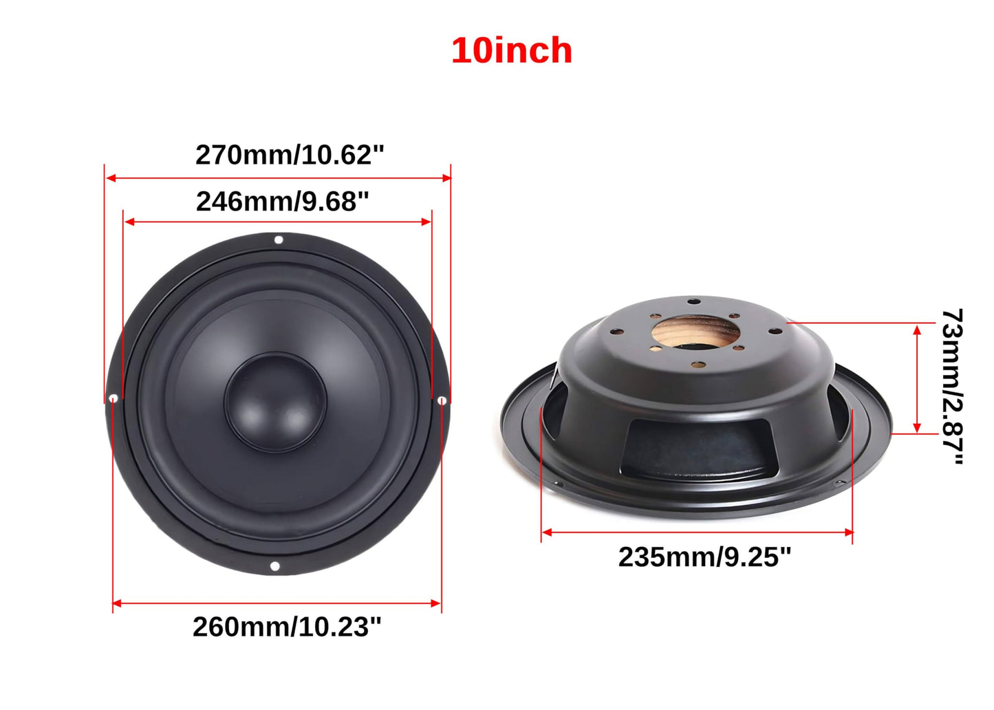honselia 2 Pcs 10in 270mm Bass Speaker Passive Radiator Auxiliary Bass Booster Subwoofer Vibrating Membrane DIY Repair