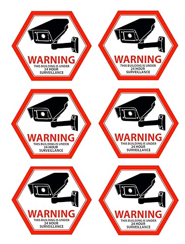 Mandala Crafts Front Adhesive Security Camera Stickers Signs Video Surveillance CCTV Stickers - 6 Indoor Outdoor on Camera Decals for Windows, Doors