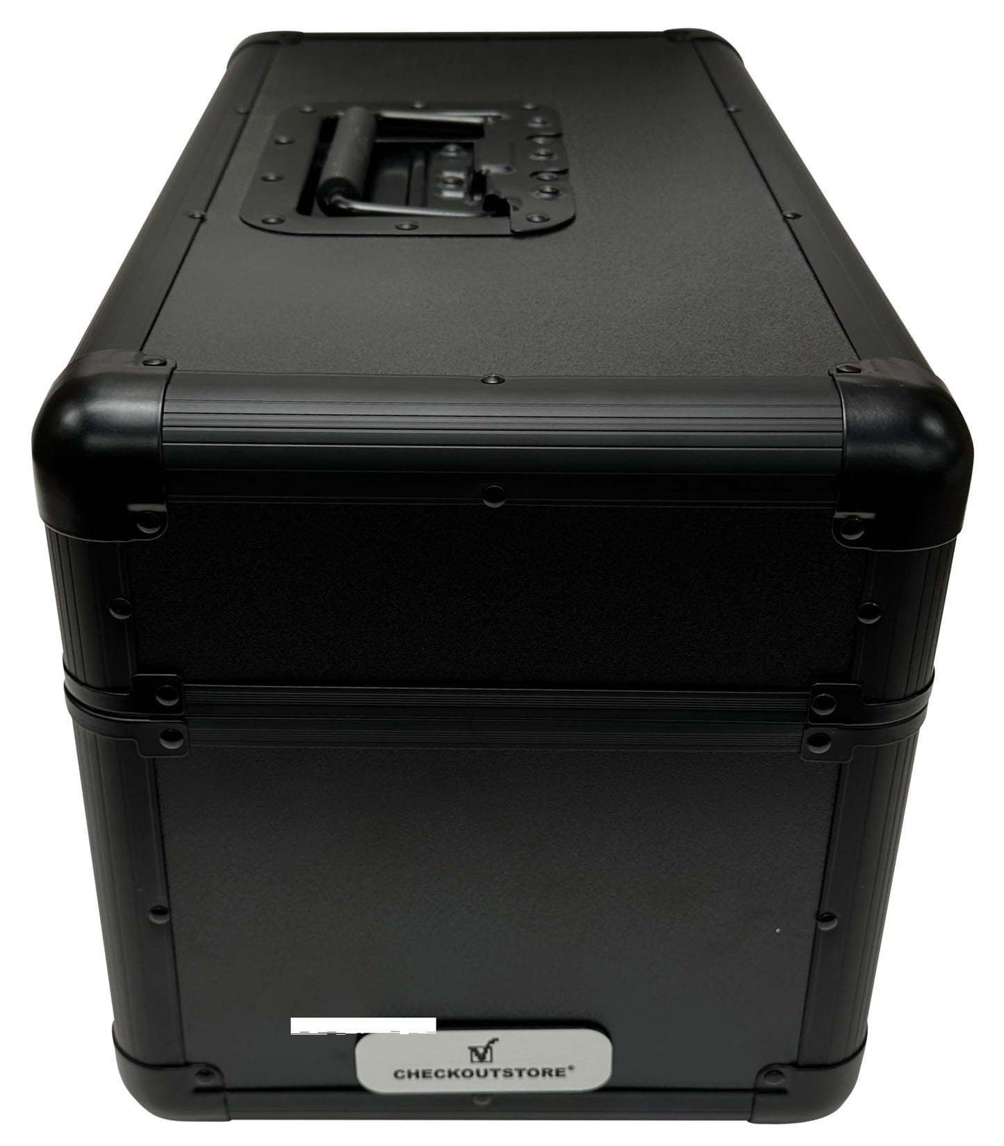 CheckOutStore Black Aluminum 7" 45 RPM Record Storage Box (Holds Up to 200 Records)