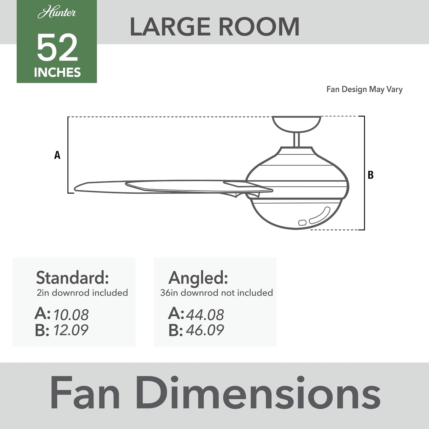 Hunter Fan 52 inch Casual Matte Nickel Indoor Ceiling Fan with 3 Blades, Holiday Gift for Bedroom, Living Room/Family Room, Dining Room, Kitchen