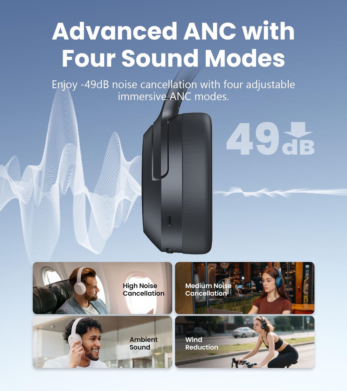 Edifier W820NB Plus Gen 2 Wireless Over-Ear Noise Cancelling Headphone, -49 dB ANC, LDAC Hi-Res Audio, 88H Playtime, Spatial Sound, AI Clear Calls…