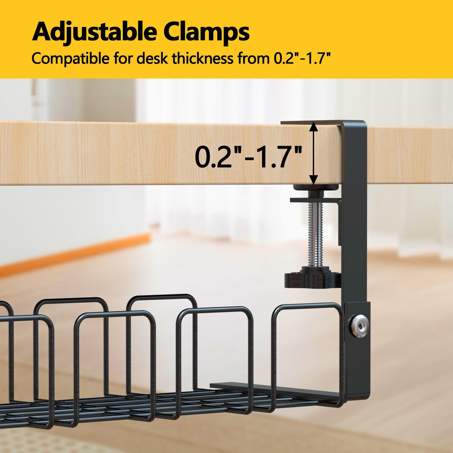 MAXTBEE Under Desk Cable Management Tray,15.7” No Drill Cord Organizer with Clamps for Wire Management,4MM Under Desk Cable Management Tray for Home